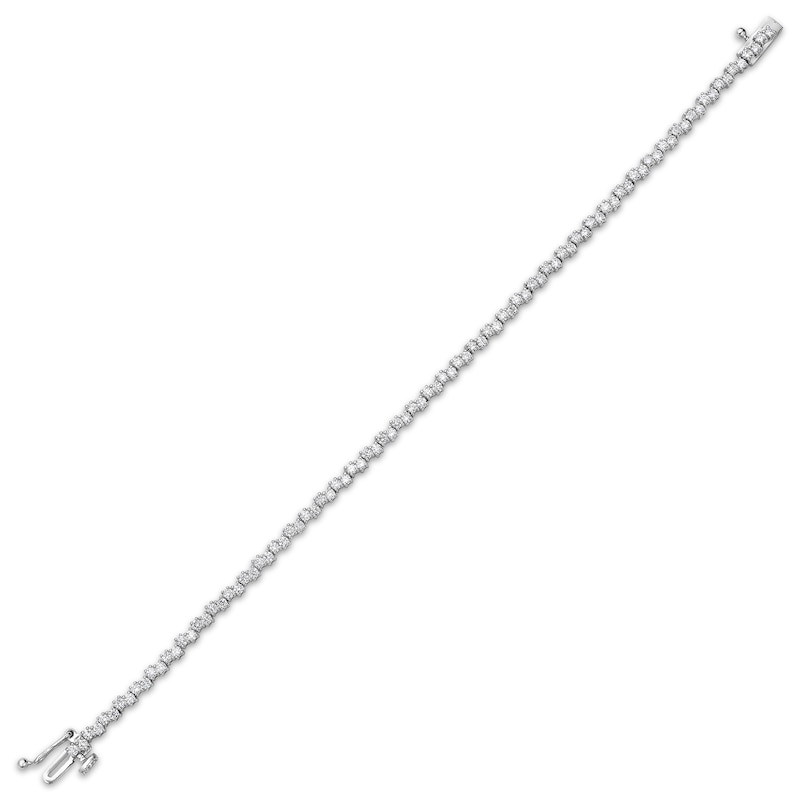 Diamond Staggered Line Tennis Bracelet 2 ct tw White Gold Plated 7