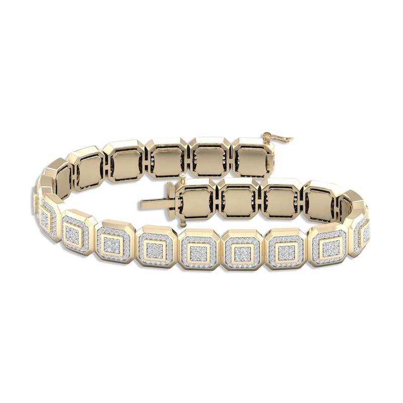 Men's Lab-Created Diamonds by Bracelet 3-1/2 ct tw Round-cut Yellow Gold Plated 8.5