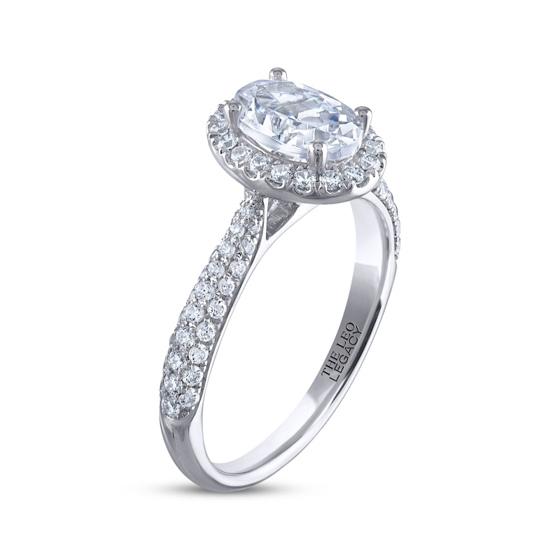 THE LEO Legacy Lab-Created Diamond Oval-Cut Halo Engagement Ring 1-1/2 ct tw White Gold Plated