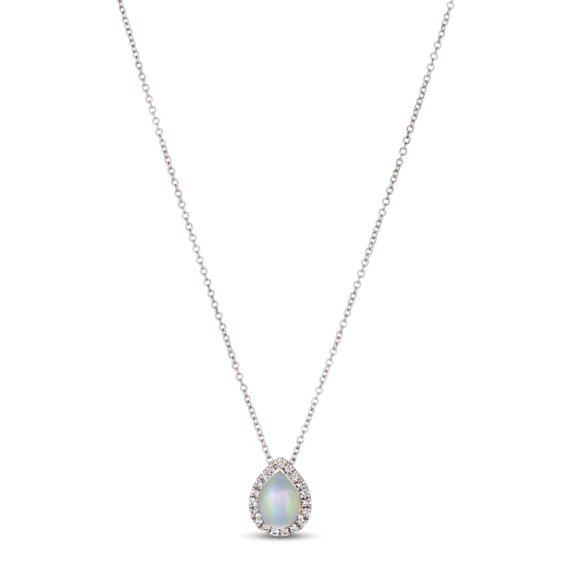 Le Vian Opal & Diamond Necklace 1/8 ct tw Vanilla Gold Plated 18