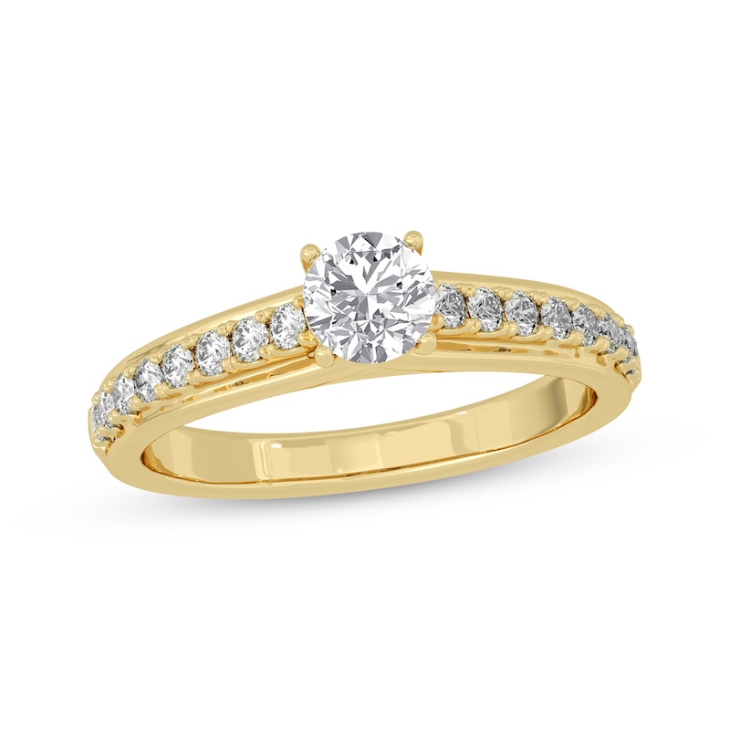 Round-Cut Diamond Engagement Ring 3/4 ct tw Yellow Gold Plated