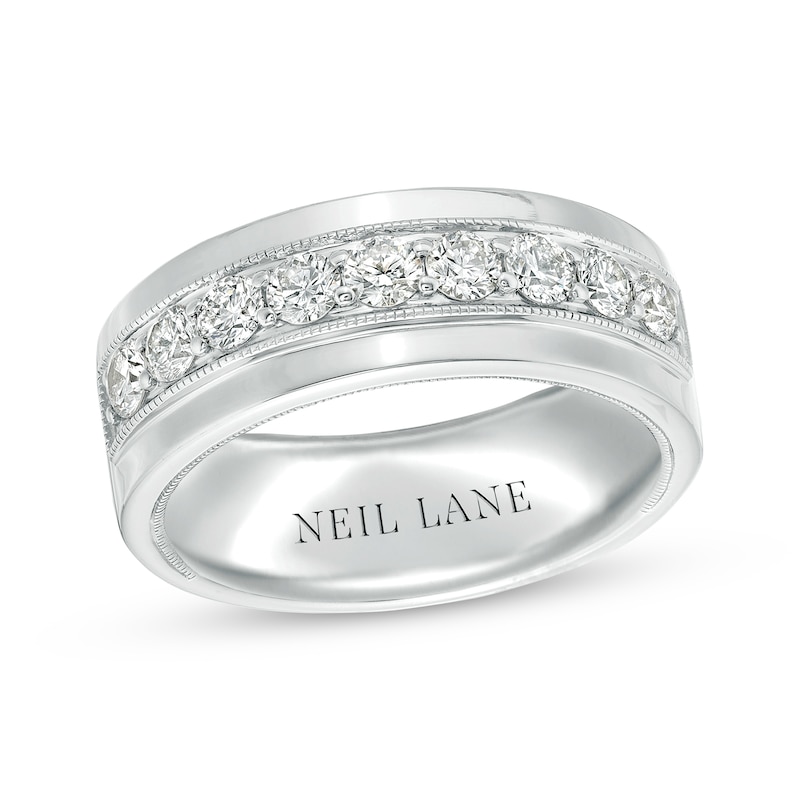 Neil Lane Men's Diamond Wedding Band 1 ct tw Round-cut White Gold Plated