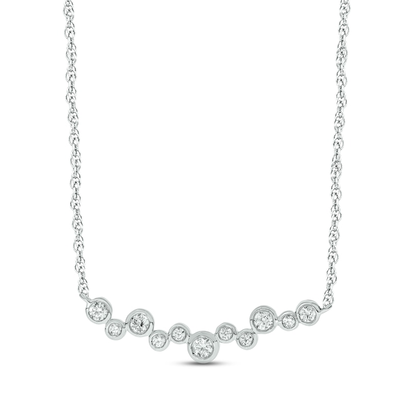 Diamond Bezel Bar Necklace 1/5 ct tw Round-cut White Gold Plated 18
