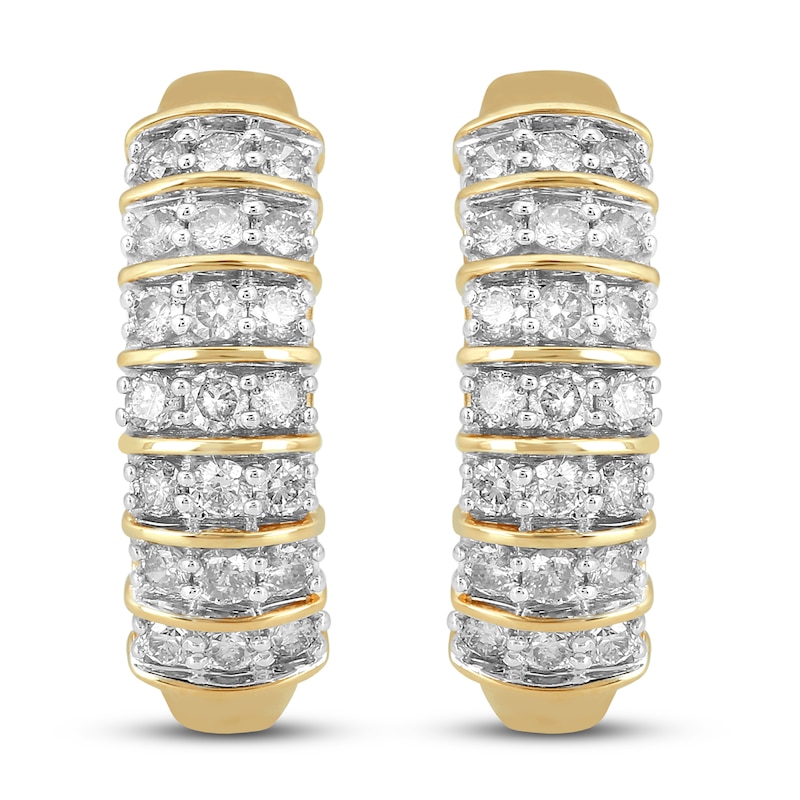 Diamond Hoop Earrings 1 ct tw Round-cut Yellow Gold Plated