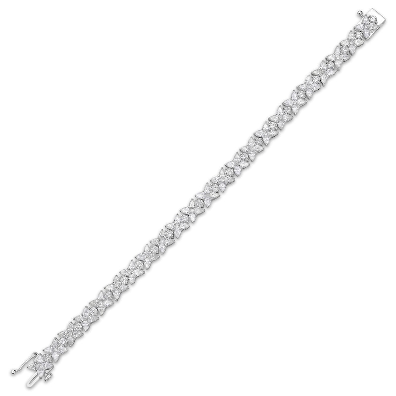 Pear-Shaped & Round-Cut Diamond Flower Tennis Bracelet 10 ct tw White Gold Plated 7