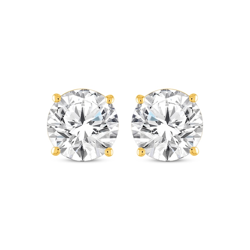 Round-Cut Diamond Solitaire Stud Earrings 2 ct tw Yellow Gold Plated