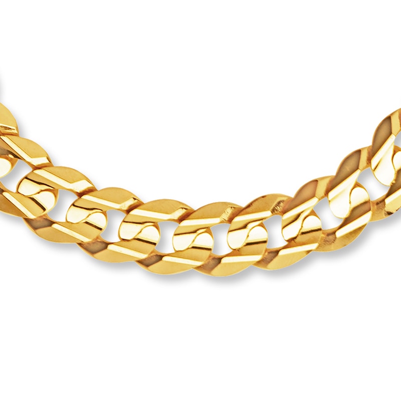 Solid Curb Link Bracelet Yellow Gold Plated 9