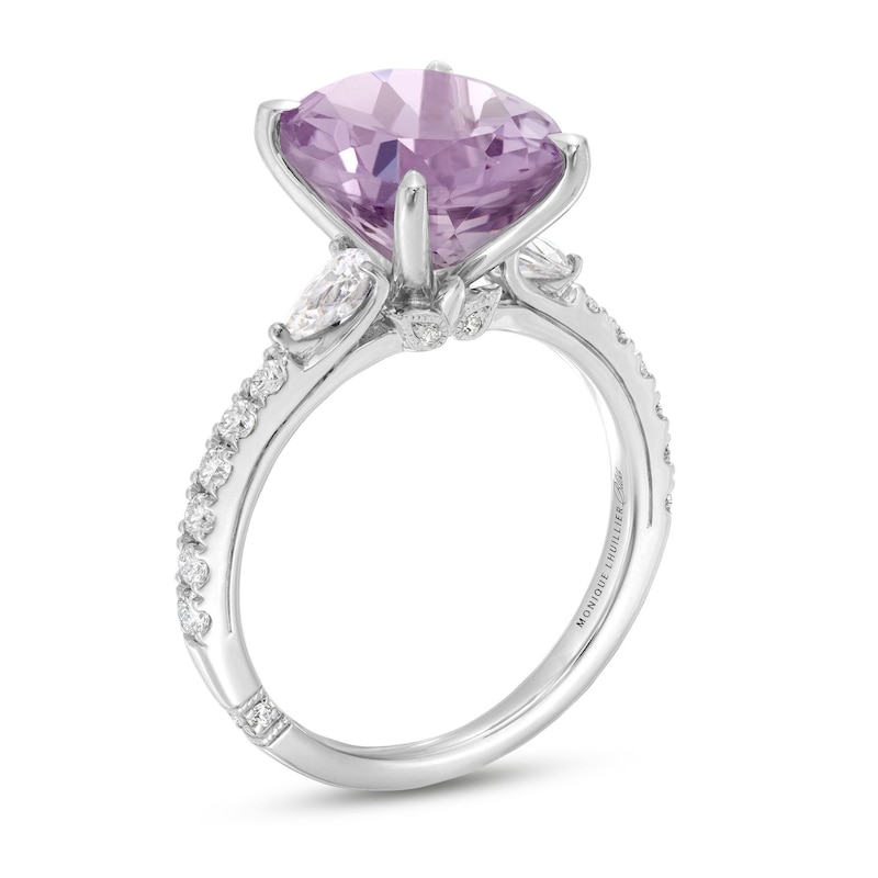 Monique Lhuillier Bliss Oval-Cut Light Amethyst & Diamond Engagement Ring 1/2 ct tw White Gold Plated