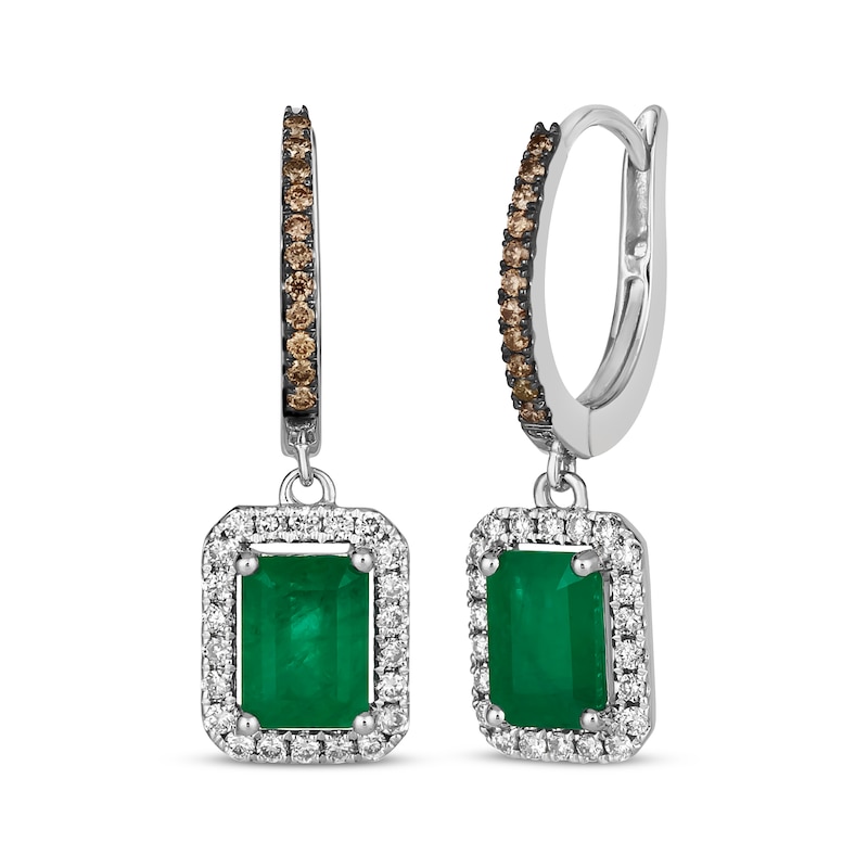 Le Vian Emerald-Cut Emerald Hoop Drop Earrings 3/8 ct tw Diamonds Vanilla Gold Plated