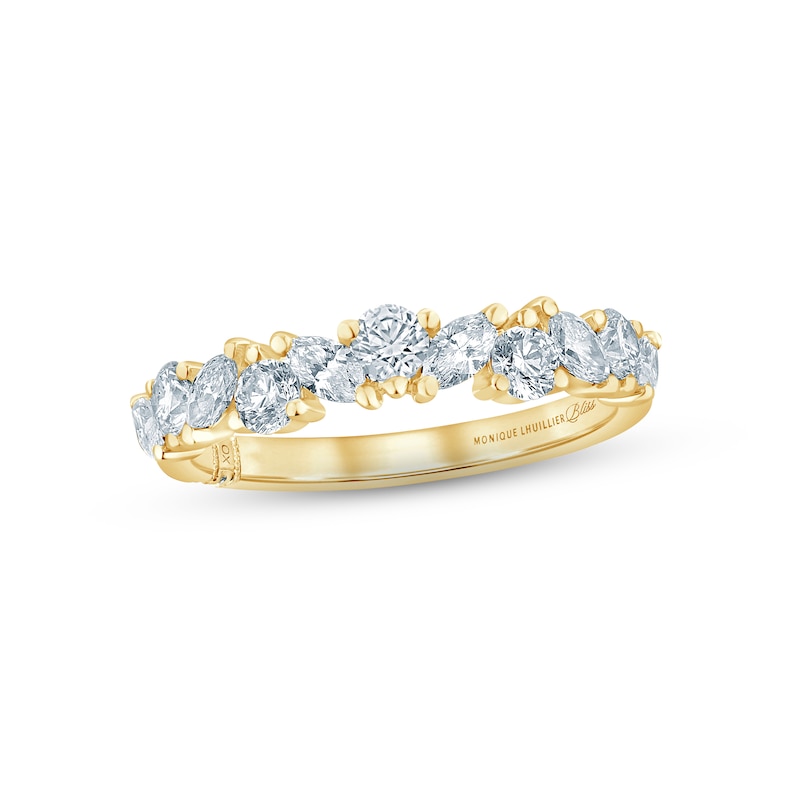 Monique Lhuillier Bliss Diamond Anniversary Band 1 ct tw Marquise & Round-cut Yellow Gold Plated