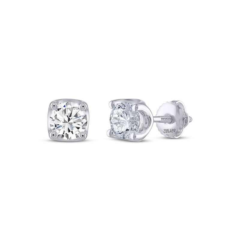 THE LEO Legacy Lab-Created Diamond Round-Cut Solitaire Stud Earrings 1 ct tw White Gold Plated