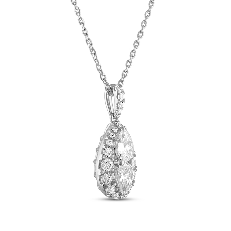 Forever Connected Diamond Necklace 1 ct tw Pear & Round-cut White Gold Plated 18