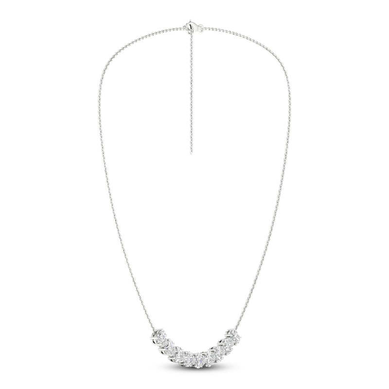 Diamond Smile Necklace 2 ct tw Oval & Round-cut White Gold Plated 18
