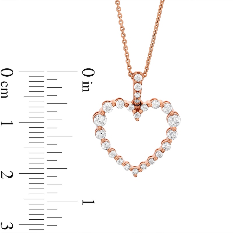 Lab-Created Diamonds by Round-Cut Heart Necklace 1/2 ct tw Rose Gold Plated 18”