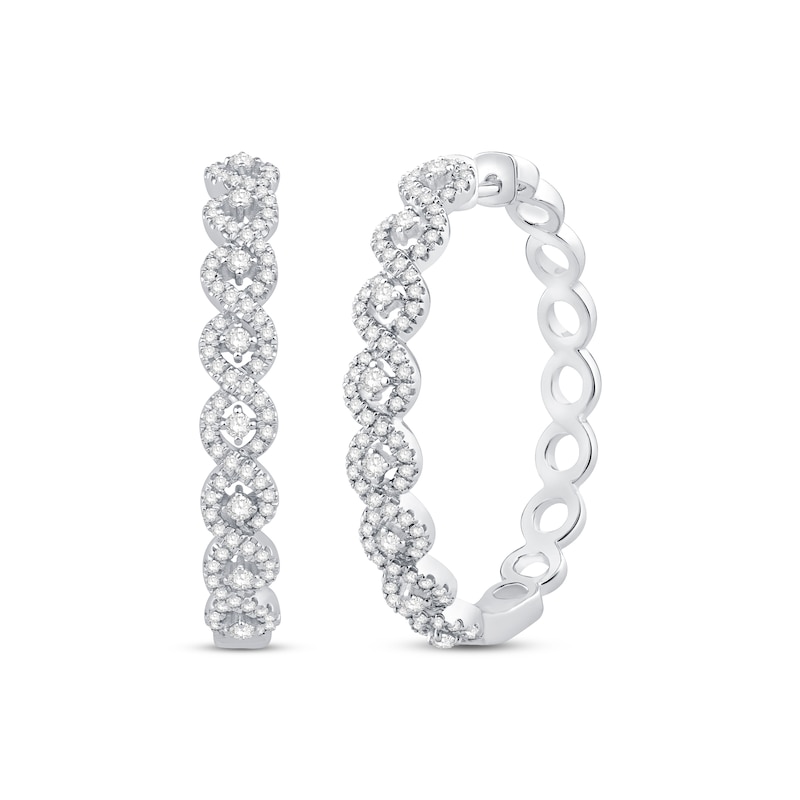 Diamond Twist Hoop Earrings 1 ct tw Silver Plated