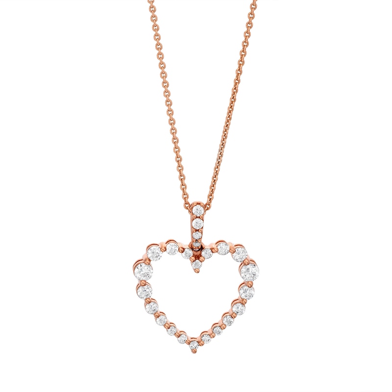 Lab-Created Diamonds by Round-Cut Heart Necklace 1/2 ct tw Rose Gold Plated 18”
