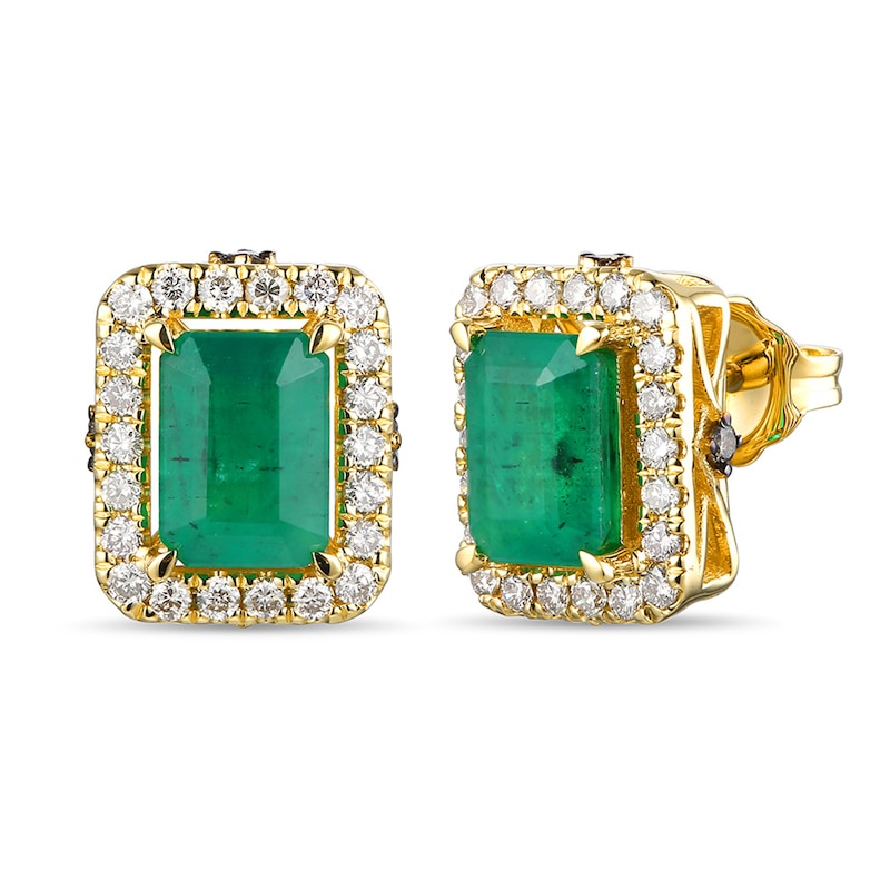 Le Vian Emerald & Diamond Earrings 3/8 ct tw Honey Gold Plated