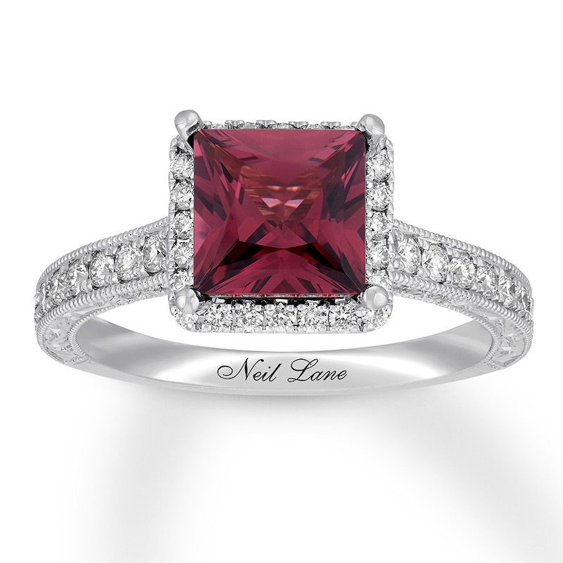 Neil Lane Square-cut Garnet Engagement Ring 5/8 ct tw Diamonds Gold Plated