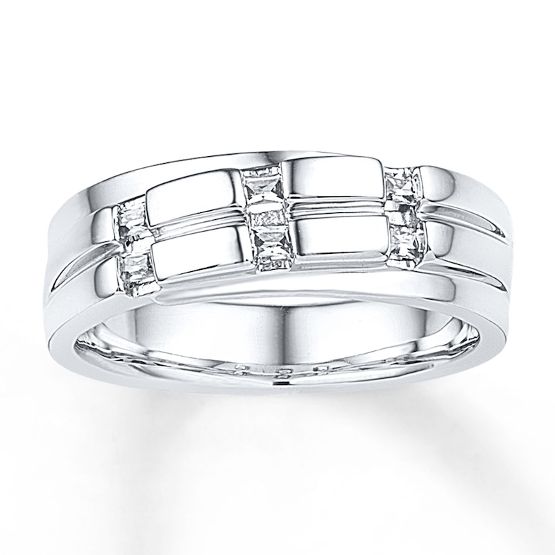Men's Diamond Ring 1/3 carat tw White Gold Plated