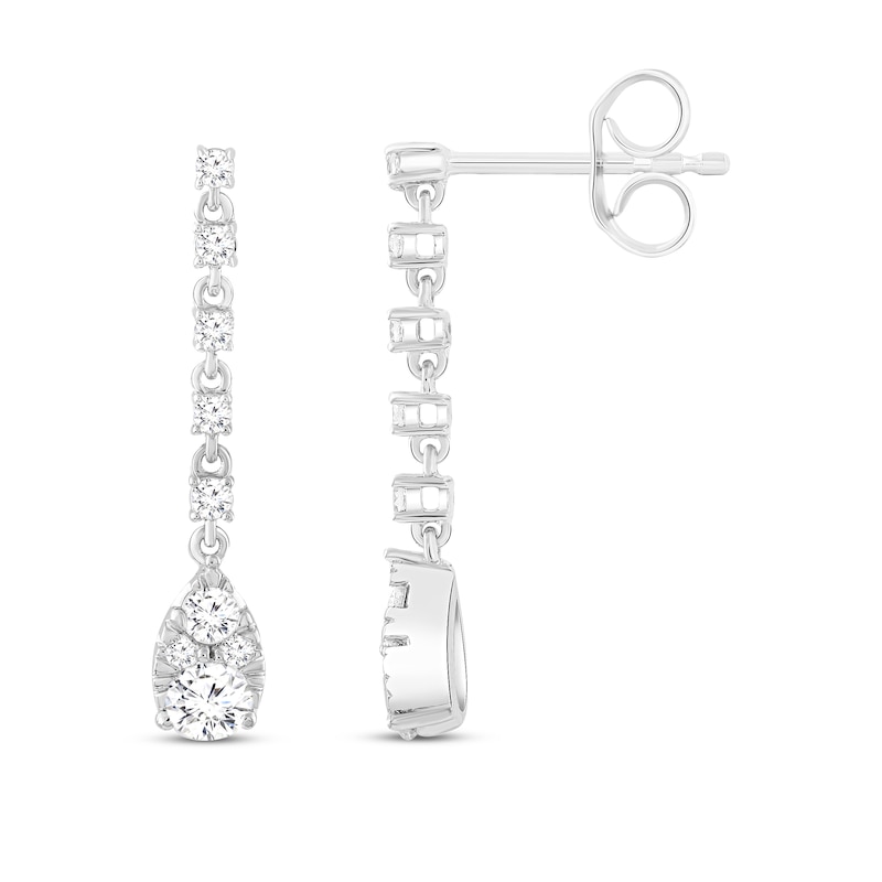 Multi-Diamond Drop Earrings 1/2 ct tw Round-cut White Gold Plated