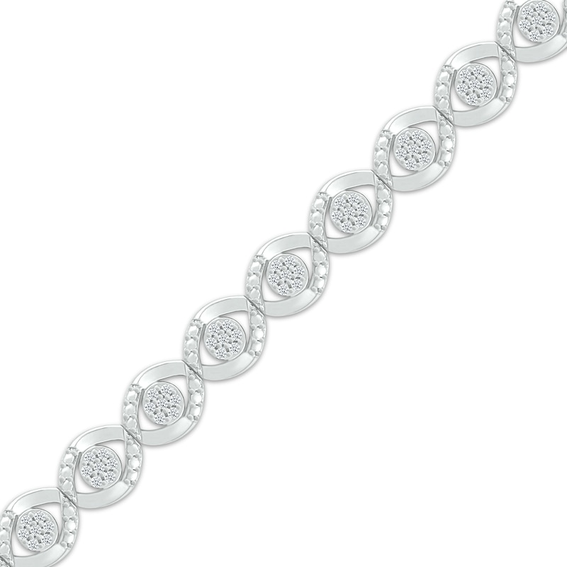 Multi-Diamond Eye Link Bracelet 1/2 ct tw Silver Plated 7.25