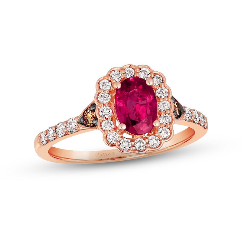 Le Vian Ruby Ring 1/2 ct tw Diamonds Strawberry Gold Plated