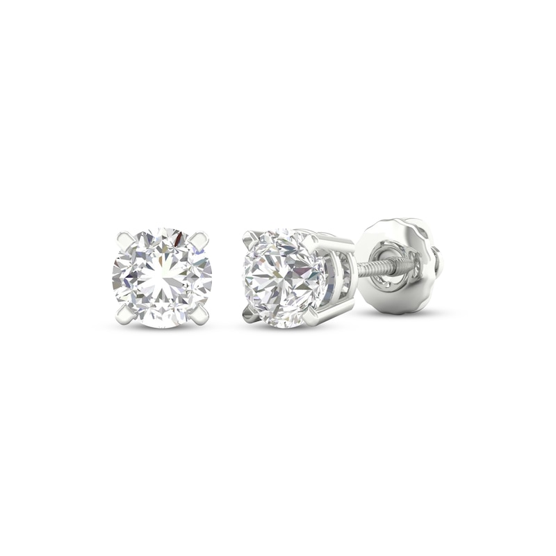 Lab-Created Diamonds by Solitaire Stud Earrings 1-1/2 ct tw White Gold Plated