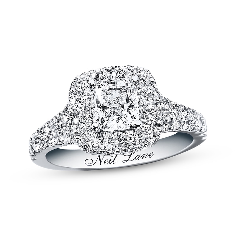 Neil Lane Diamond Engagement Ring 2-1/6 ct tw Cushion-cut  White Gold Plated