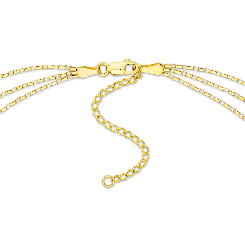 Three-Strand Solid Box Chain Necklace Yellow Gold Plated 18