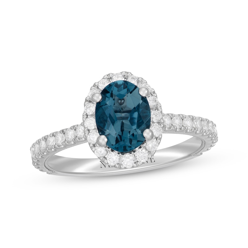 Neil Lane Oval-Cut London Blue Topaz & Diamond Engagement Ring 5/8 ct tw White Gold Plated