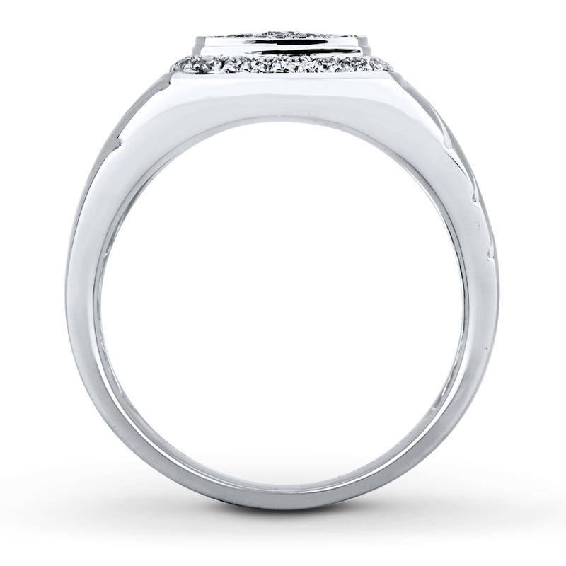 Men's Diamond Ring 5/8 ct tw Round-cut White Gold Plated