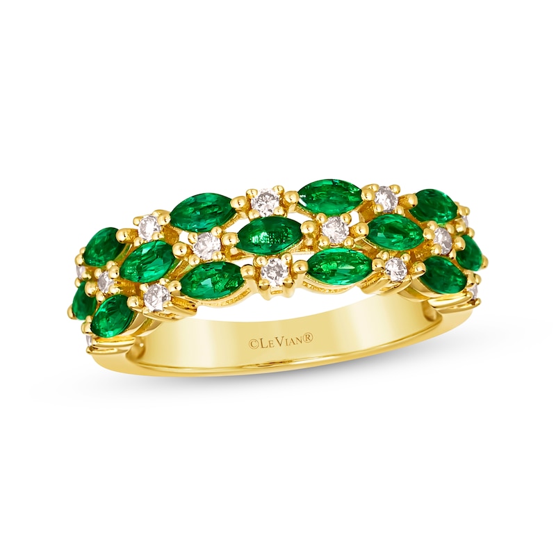 Le Vian Venetian Mosaic Emerald & Diamond Ring 1/4 ct tw Honey Gold Plated