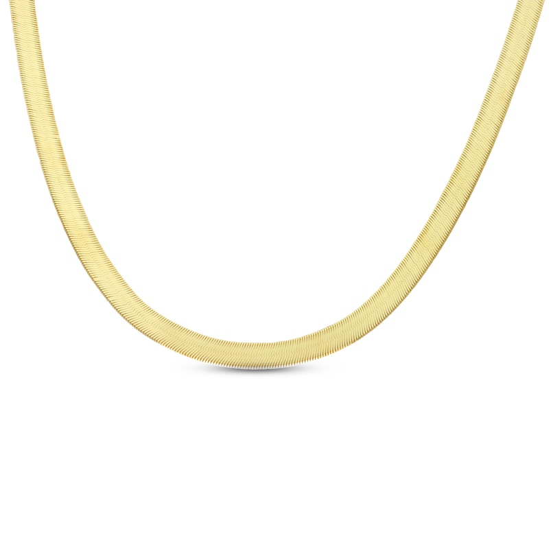 Solid Herringbone Necklace Yellow Gold Plated 20