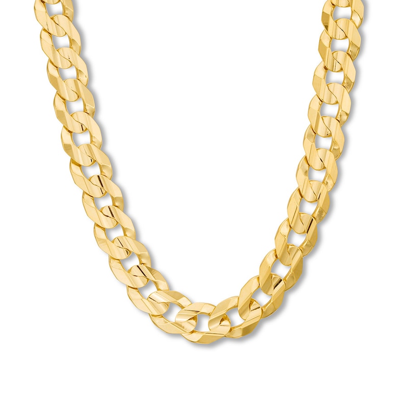 Cuban Curb Chain Necklace Yellow Gold Plated 22