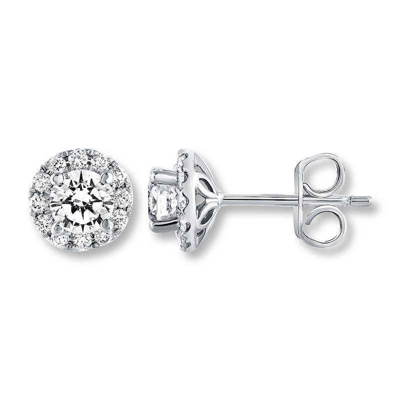 THE LEO Diamond Earrings 7/8 ct tw Round-cut White Gold Plated