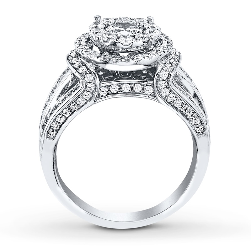 Diamond Engagement Ring 1-1/2 ct tw Round-cut White Gold Plated