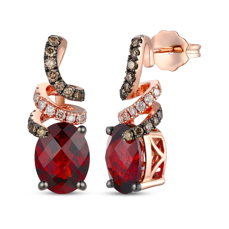 Le Vian Oval-Cut Garnet Drop Earrings 3/8 ct tw Diamonds Strawberry Gold Plated