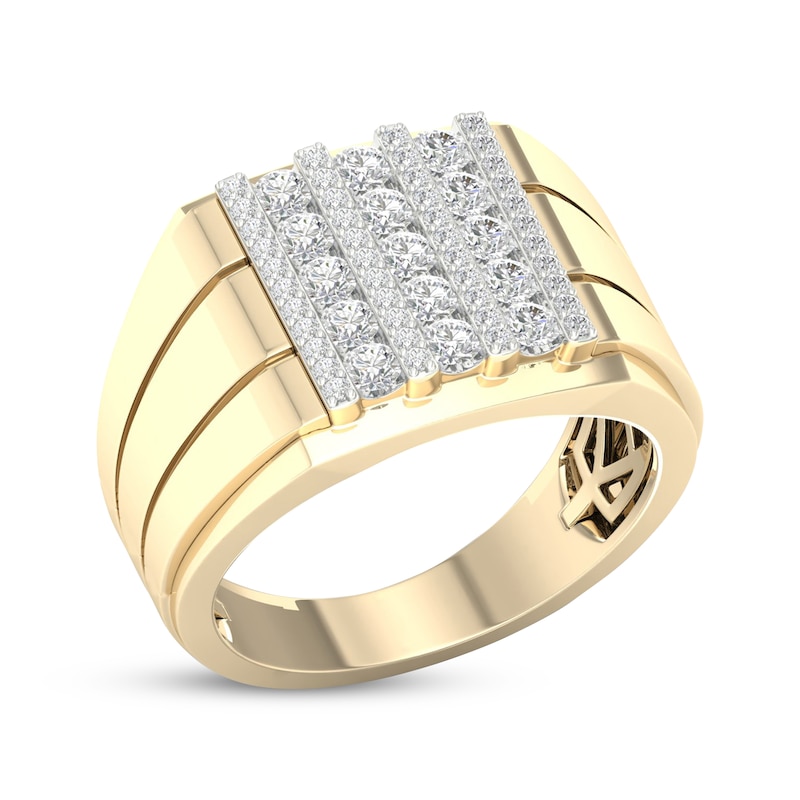 Men's Diamond Grid Ring 3/4 ct tw Yellow Gold Plated