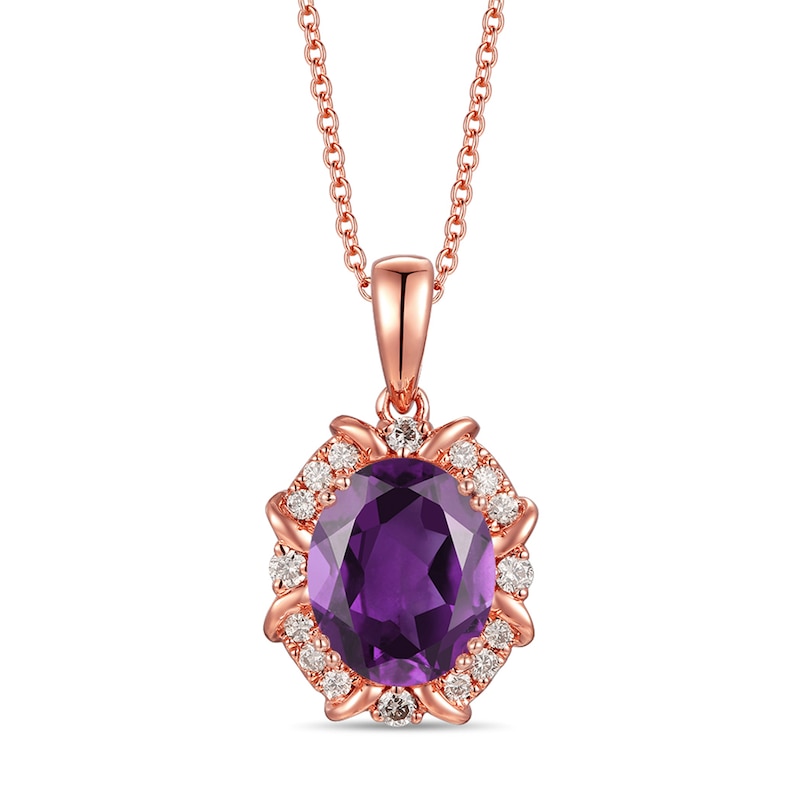 Le Vian Amethyst Necklace 1/8 ct tw Diamonds Strawberry Gold Plated 18