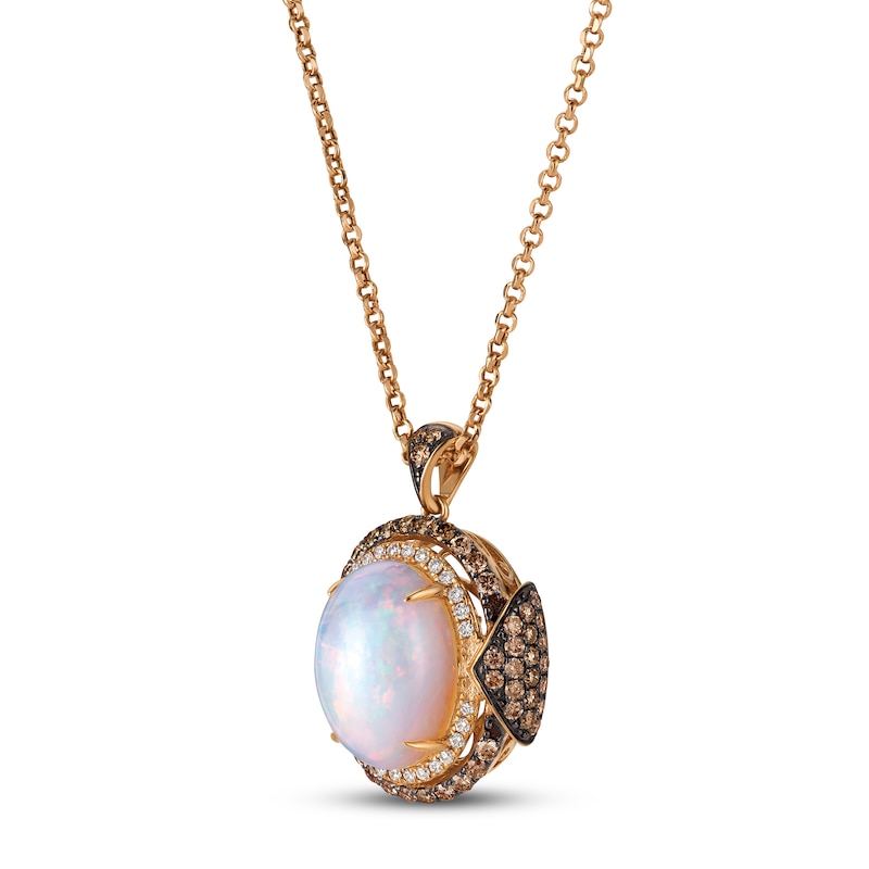 Le Vian Chocolatier Opal Necklace 7/8 ct tw Diamonds Strawberry Gold Plated 18