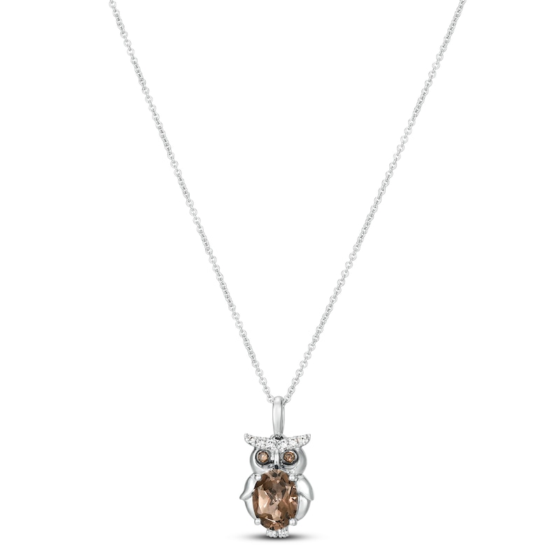 Le Vian Quartz Owl Necklace 1/15 ct tw Diamonds Vanilla Gold Plated 18