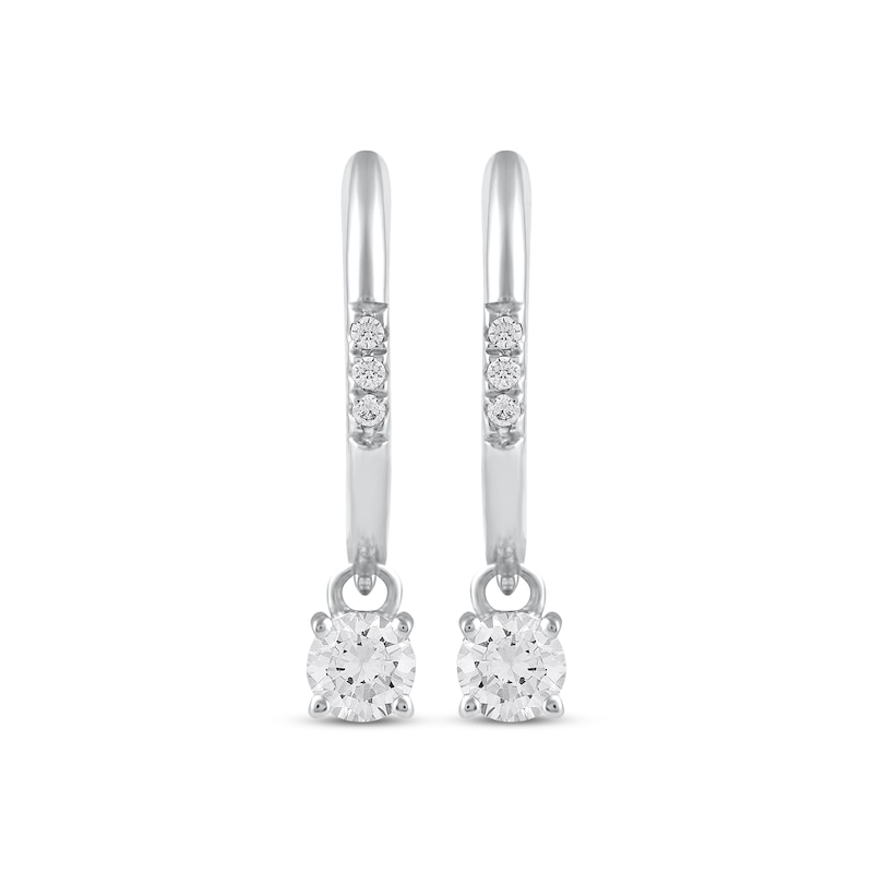 Unstoppable Love Diamond Hoop Dangle Earrings 1/3 ct tw White Gold Plated