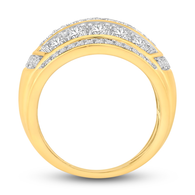 Men's Diamond Ring 3 ct tw Round-cut Yellow Gold Plated