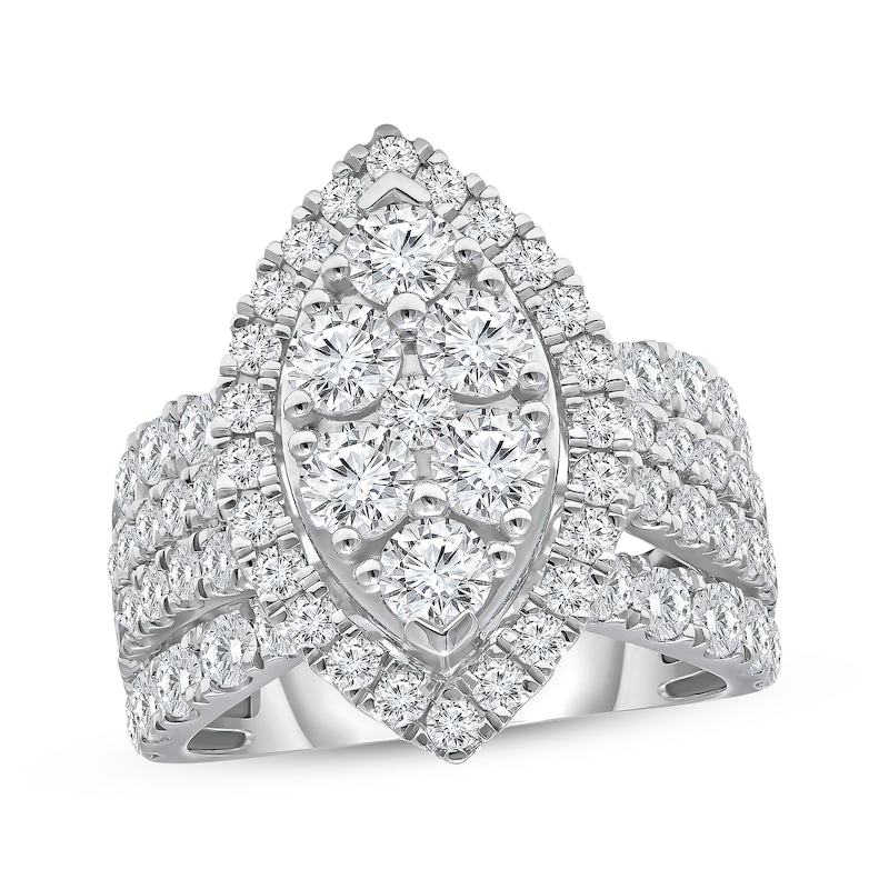 Lab-Created Diamonds by Multi-Diamond Center Marquise Engagement Ring 4 ct tw Round-cut White Gold Plated
