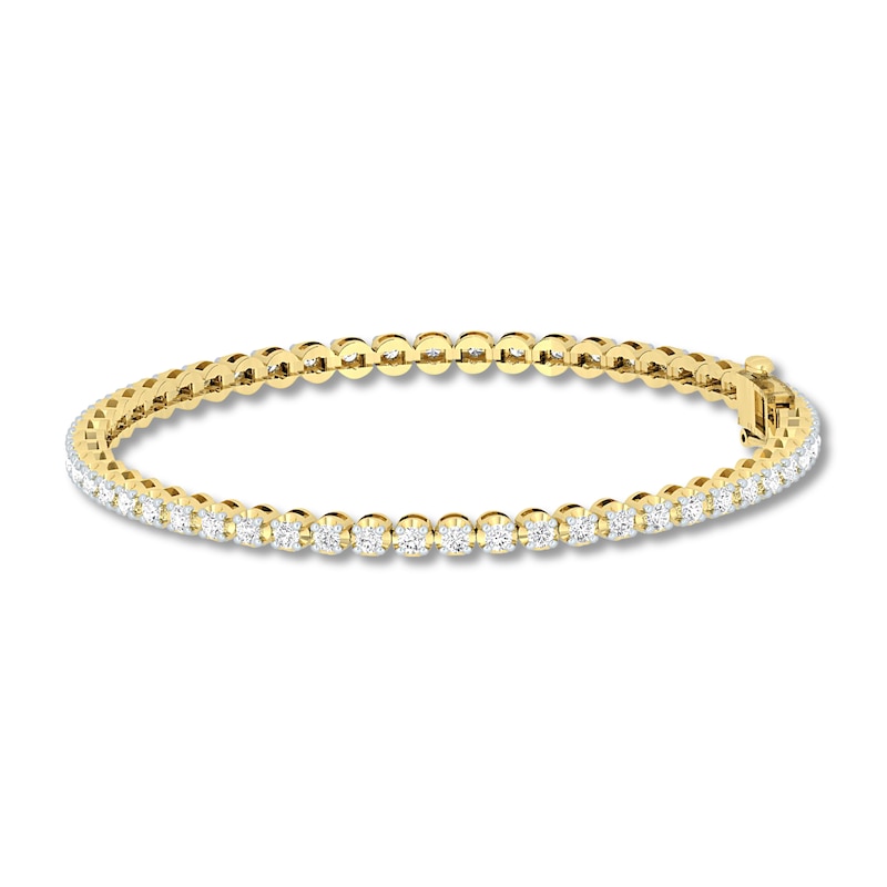 Diamond Tennis Bracelet 2 ct tw Round-cut Yellow Gold Plated 7