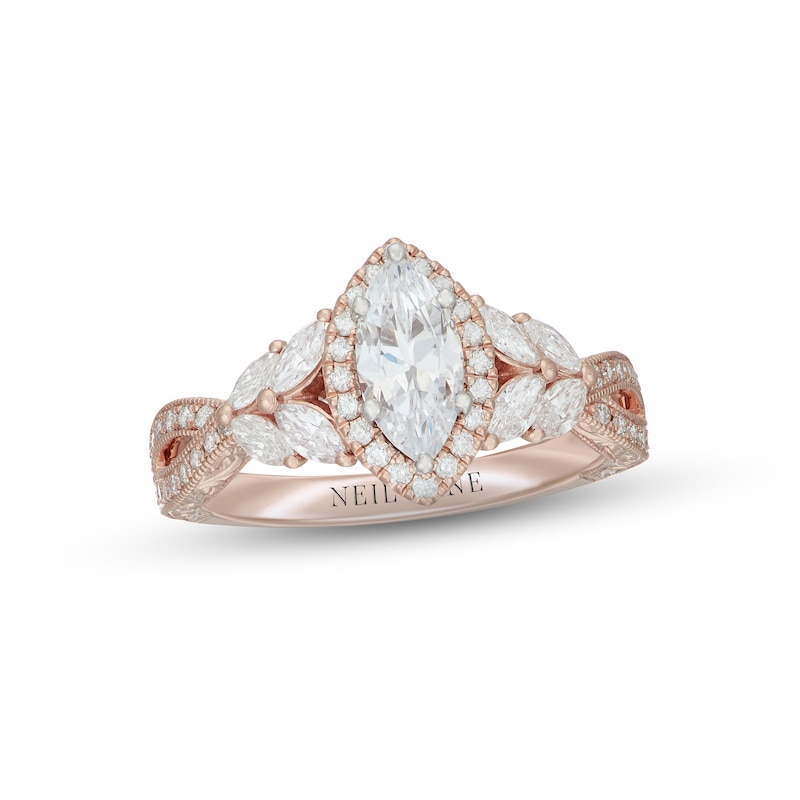 Neil Lane Diamond Engagement Ring 1-3/8 ct tw Rose Gold Plated