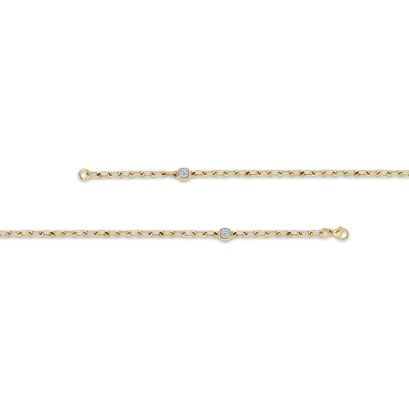 Diamond Station Paperclip Chain Necklace 5/8 ct tw Yellow Gold Plated 36