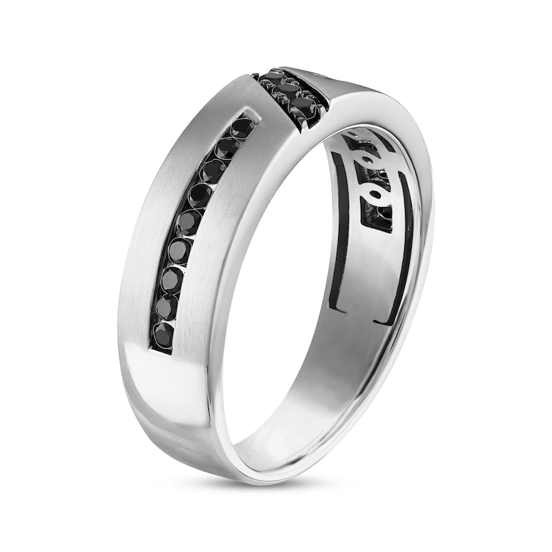 Men’s Round-Cut Black Diamond Wedding Band 3/8 ct tw White Gold Plated