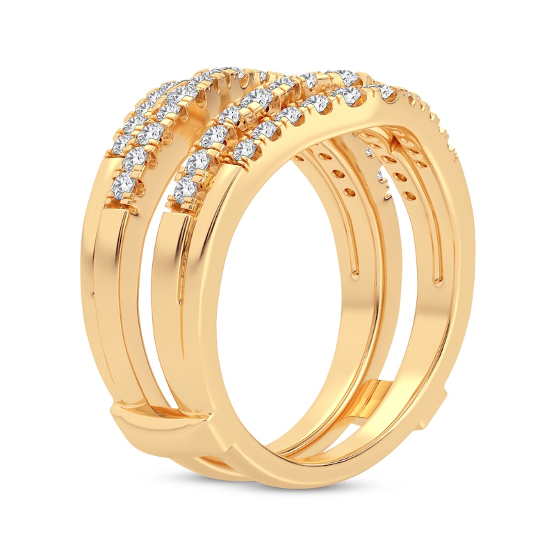 Diamond Double Row Enhancer Ring 5/8 ct tw Round-cut Yellow Gold Plated