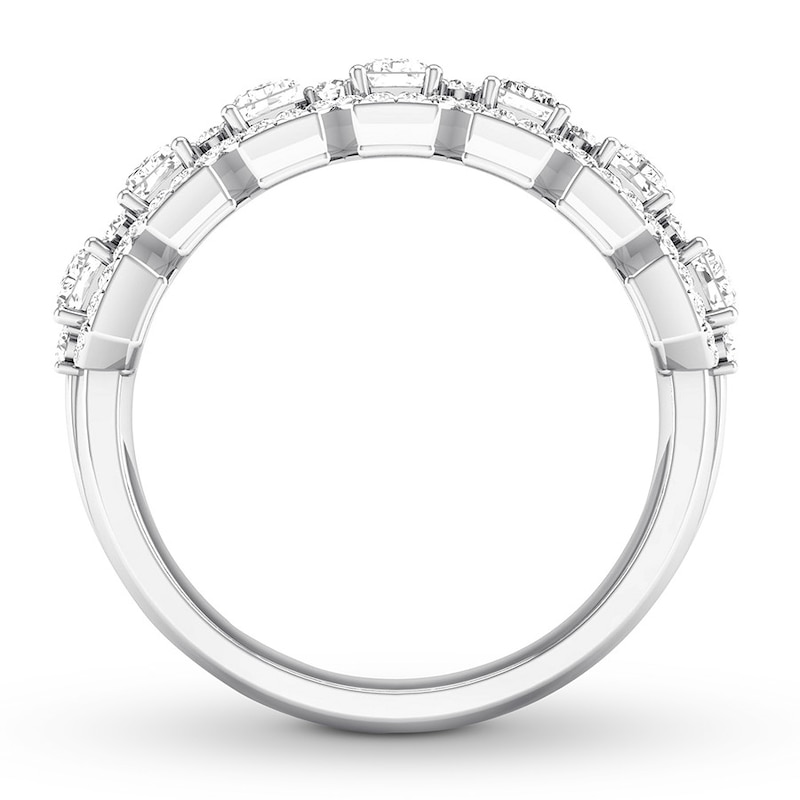 Emerald-cut Diamond Anniversary Band 1-1/3 ct tw White Gold Plated